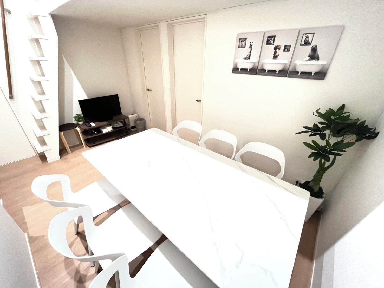 Family Apartment, City View | Desk, laptop workspace, blackout drapes, iron/ironing board