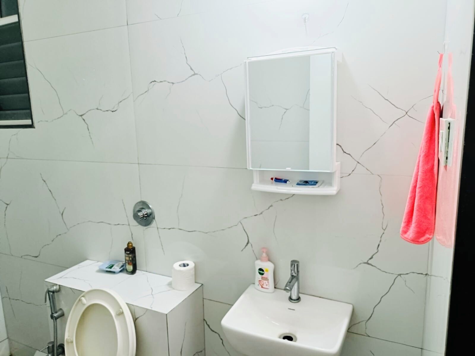 Ducha, toallas, jabón, papel higiénico