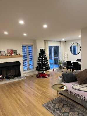 Televisión y chimenea 