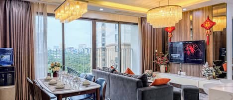 Appartement Standard, 3 chambres, 2 salles de bains, vue ville | Coin séjour