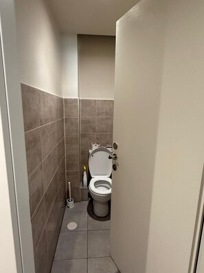 Secadora de cabello, toallas, jabón, papel de baño