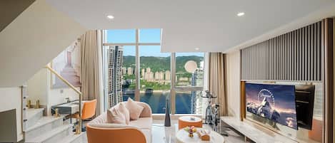 Suíte estúdio urbana, vista para o rio | Edredons de pluma, cortinas blackout, quartos à prova de som