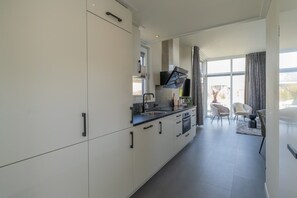 Kühlschrank, Mikrowelle, Herdplatte, Geschirrspüler