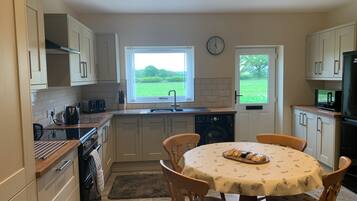 Fridge, microwave, oven, electric kettle