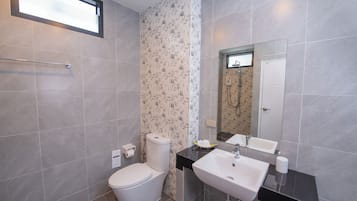 Secador de pelo, toallas, shampoo, papel higiénico