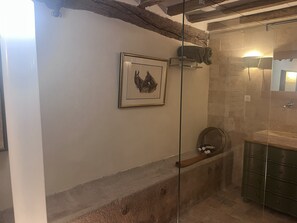 Shower, hair dryer, towels, soap - Bed and breakfast in a former stable (Mont-Saint-Vincent)