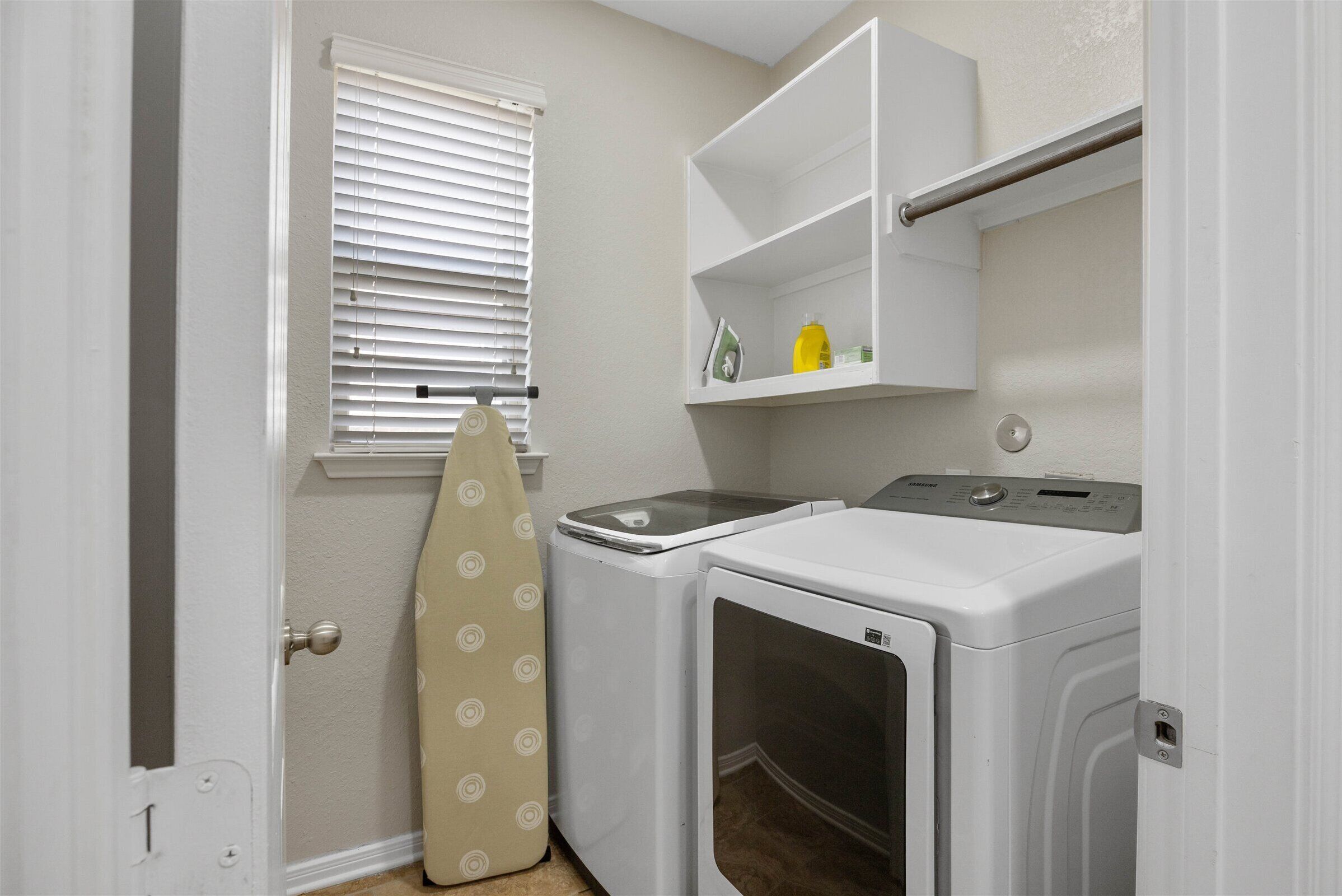 Fully-equipped laundry room.