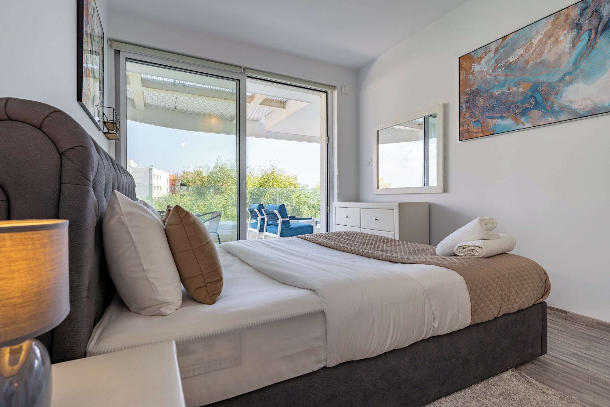 Apartamento, 1 cama de casal e sofá-cama, cozinha, vista para a cidade | Roupas de cama de algodão egípcio, roupas de cama premium