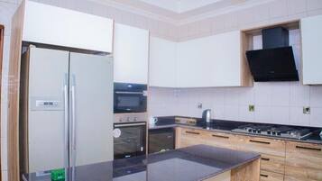 Klassiek appartement, balkon, uitzicht op stad | Privékeuken | Een koelkast/vriezer, een vaatwasser