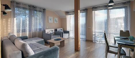 Appartement Confort, balcon, vue montagne | Coin séjour