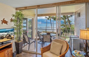 Smart TV, DVD player - Sweeping Ocean Views & Elegant Interior - Menehune Shores #308 Oceanfront Condo (Kihei, Maui)