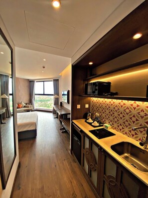 Chambre Double Deluxe, vue mer | Coffres-forts dans les chambres, bureau