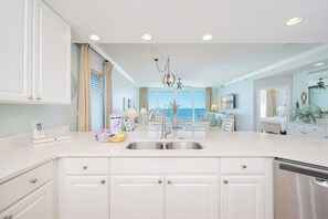 Fridge, microwave, oven, stovetop - NEW RENTAL - Gulf Front San Carlos 801- Signature Properties (Gulf Shores)