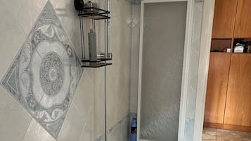 Hair dryer, bidet, towels, soap