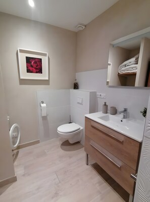 Shower, hair dryer - Gîte Apivita – Holiday Home with Pool in Organic Vineyard Setting (Nyons)