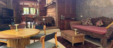 Villa, 2 Bedrooms, Smoking, Private Pool | Living room | Flat-screen TV