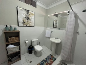 Dusche, Handtücher, Seife, Toilettenpapier
