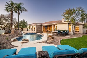 Outdoor pool, a heated pool - Refined Desert Estate w/ Pool & Pickleball (Scottsdale)