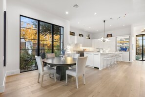 Dining - New luxury modern home in Midway Hollow with heated pool, private casita, indoor/outdoor living, designer furnishings, garage, and concierge service. Perfect for families, groups, or extended stays. (Dallas)