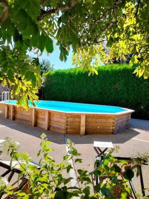 Family Room, Garden View | Pool | Seasonal outdoor pool, open 10:00 AM to 8:00 PM, sun loungers - O 4 Saisons de Breilbon (Germond-Rouvre)