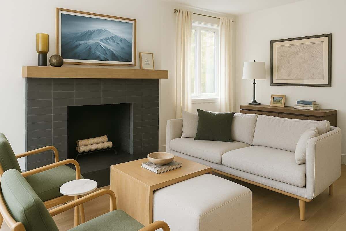 Fernseher, Kamin, Arbeitsbereiche