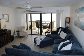 Smart TV, DVD player, books, video library - Beachfront 2BR/2Bath Condo on the Gulf, Indian Rocks Beach, Florida (Indian Rocks Beach)