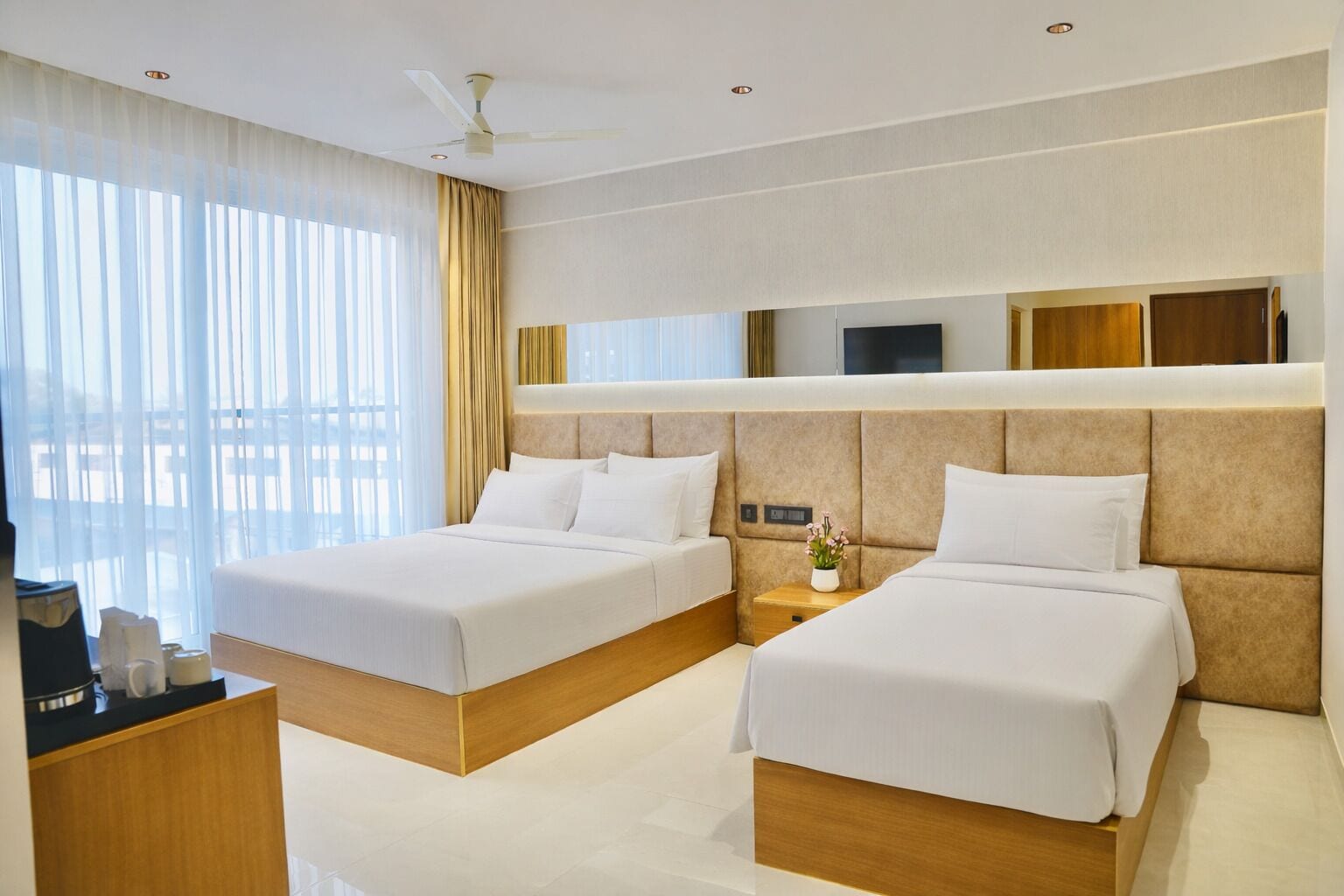 In-room safe, desk, laptop workspace, iron/ironing board
