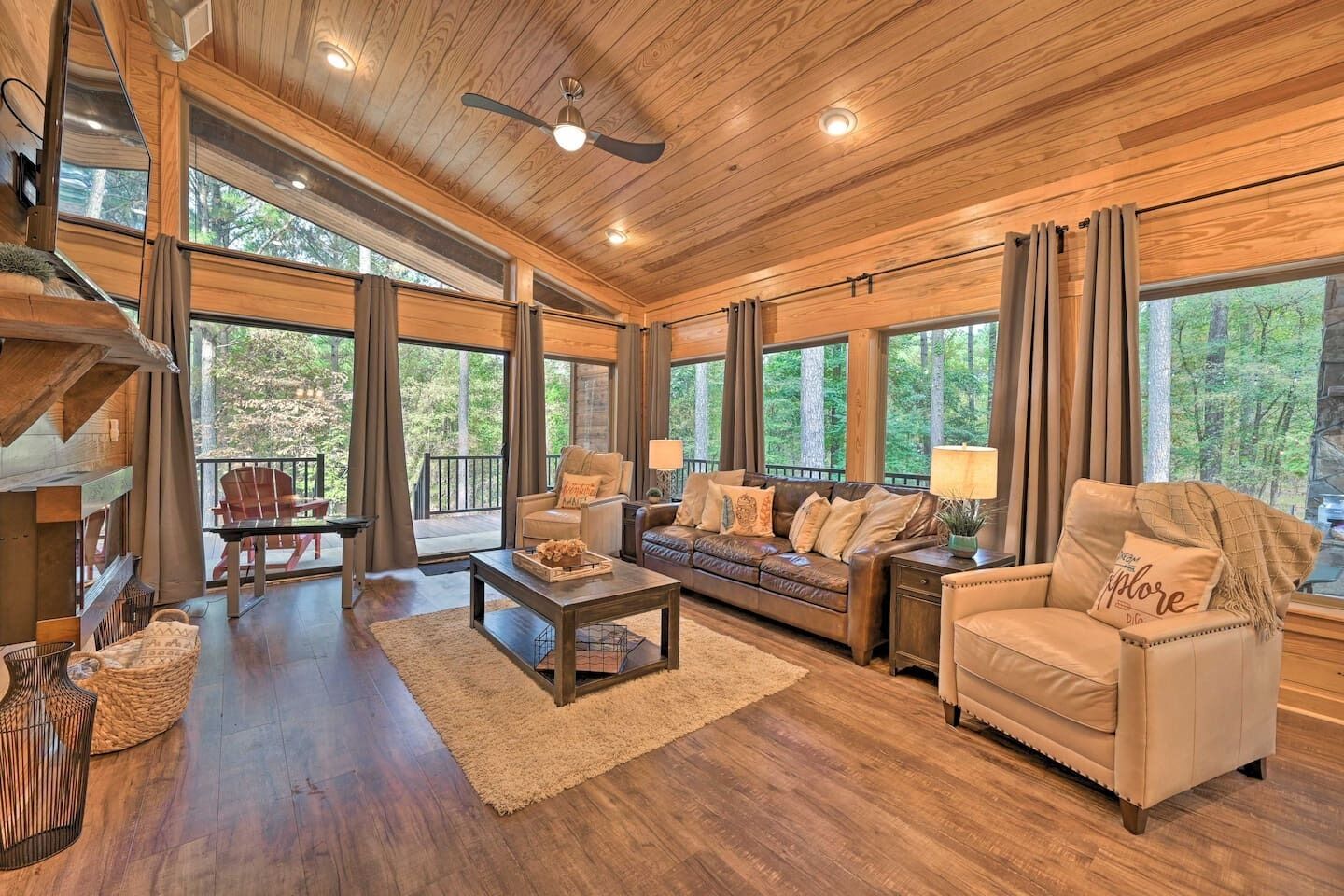 Smart TV, fireplace, video games, music library