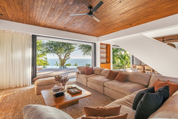 Smart TV, fireplace, books, stereo