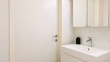 Hair dryer, towels, toilet paper