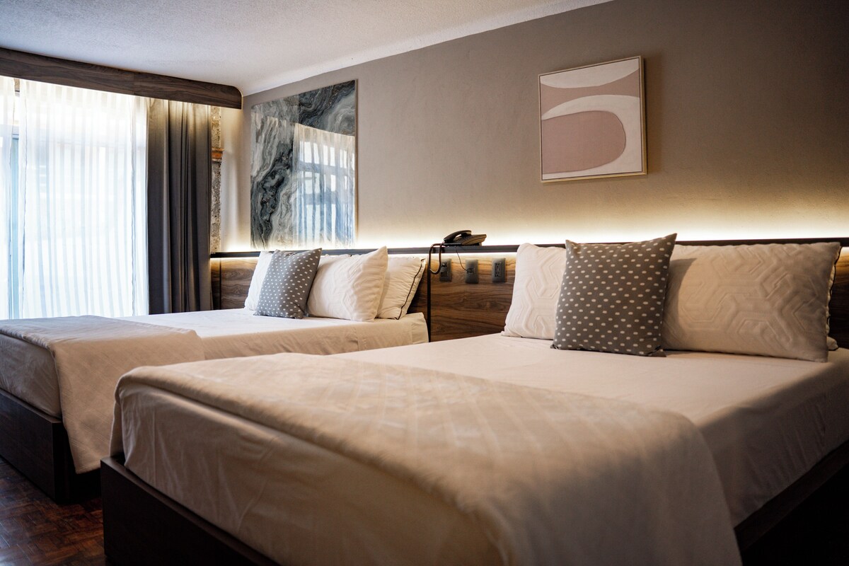 Superior Double Room, 2 Queen Beds, Balcony, City View | Premium bedding, down comforters, memory foam beds, desk