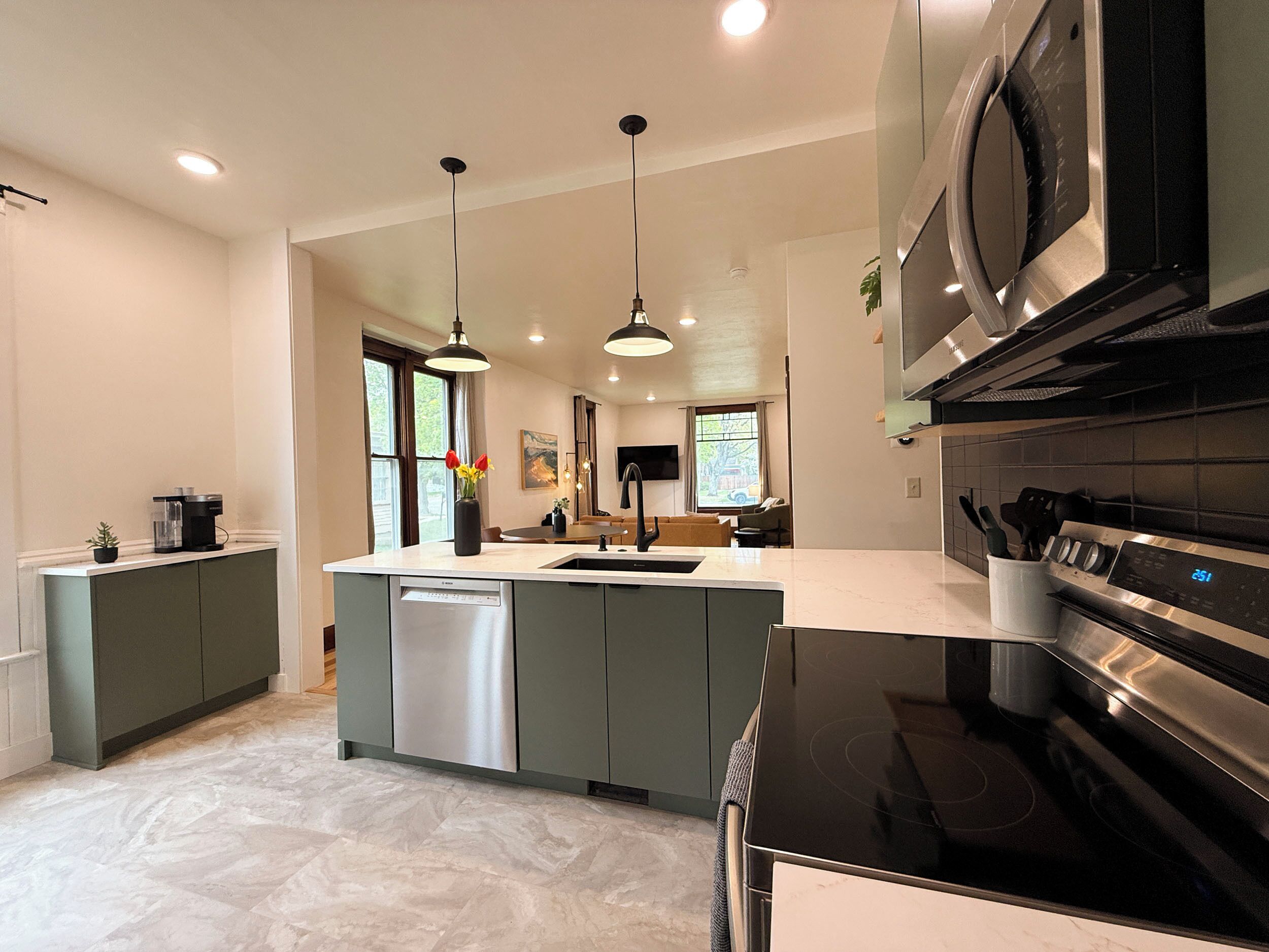 Microwave, oven, stovetop, dishwasher