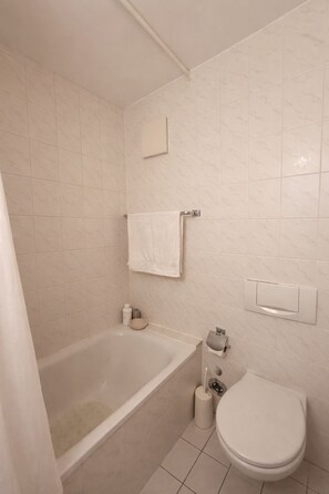 Sèche-cheveux, serviettes fournies, savon, papier toilette