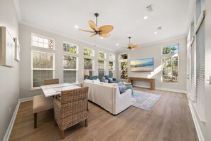 TV, fireplace - Family Beach Escape + 50 Steps to Sand + Pool Oasis + 3 King Suites (Miramar Beach)