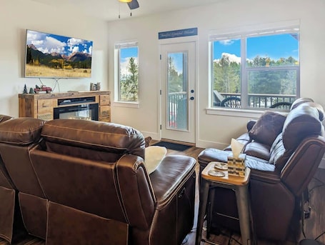 TV, fireplace. McCall Summer Base | 3BR Townhome w/ Views & A/C