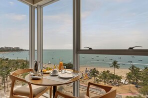 Chambre Double Premium, vue mer | Draps en coton égyptien, literie de qualité supérieure, surmatelas