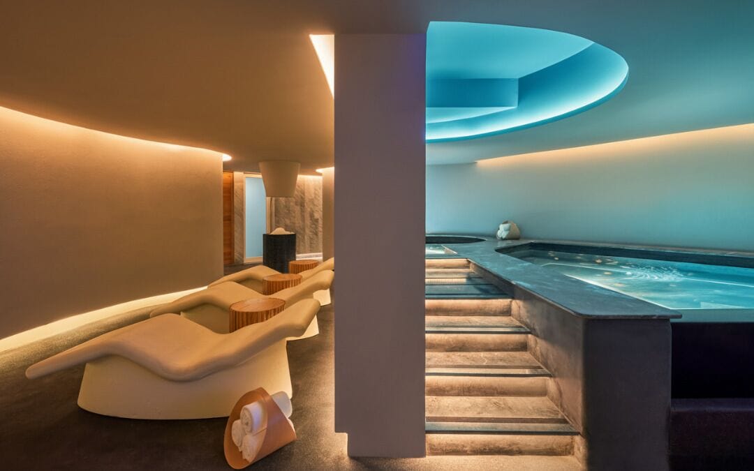 Salas para tratamentos a dois, sauna seca, banheira de hidromassagem