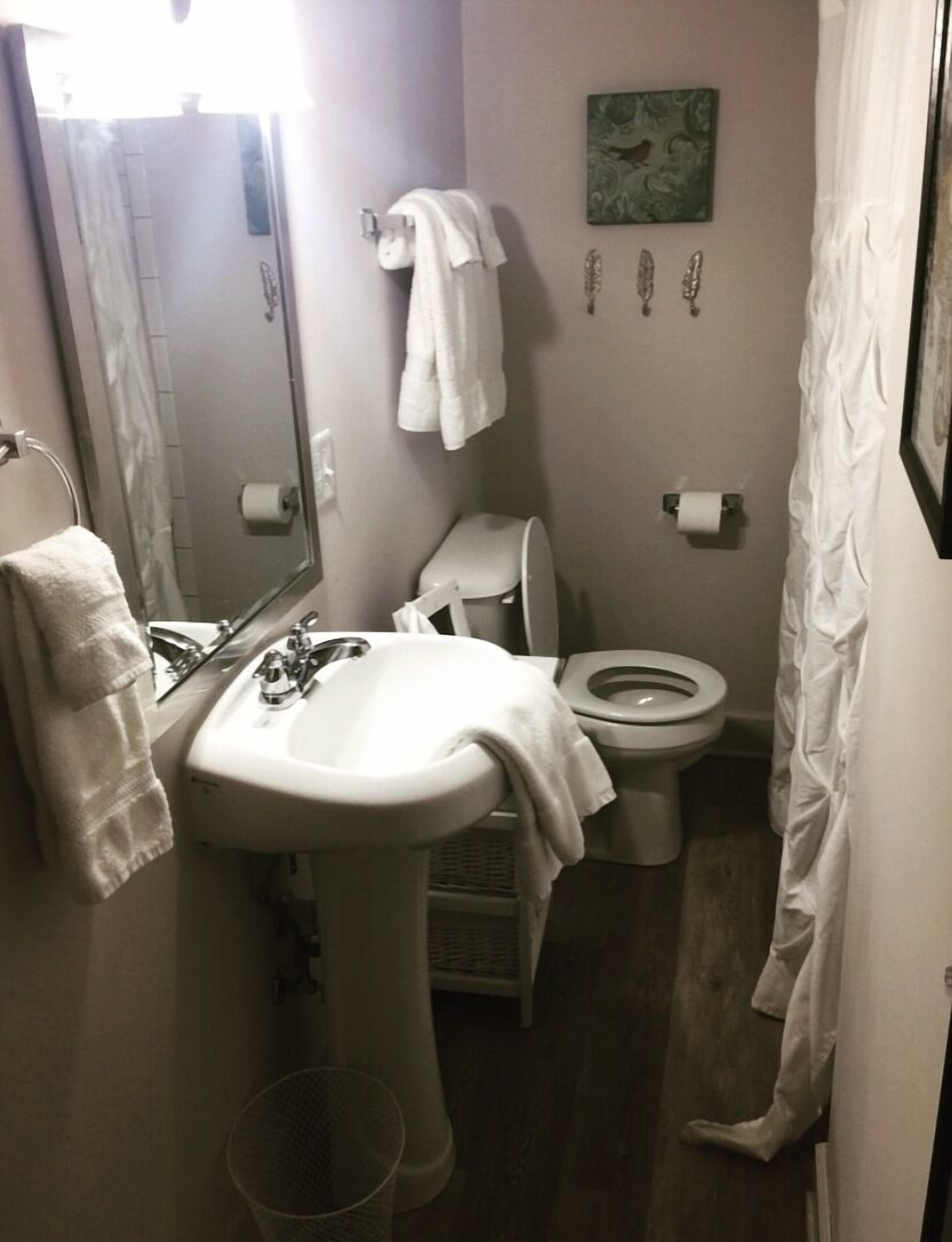 Sèche-cheveux, serviettes fournies, savon, papier toilette