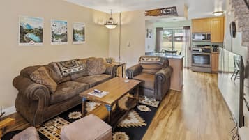 TV connectée, cheminée, livres