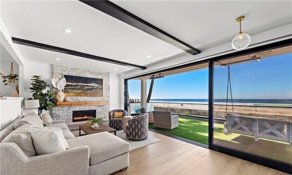 House, Multiple Beds, Hot Tub, Ocean View | Living area - Beachfront Sunset (San Diego)