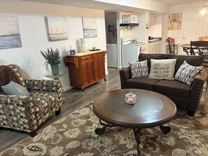 TV connectée, cheminée, lecteur de DVD, livres