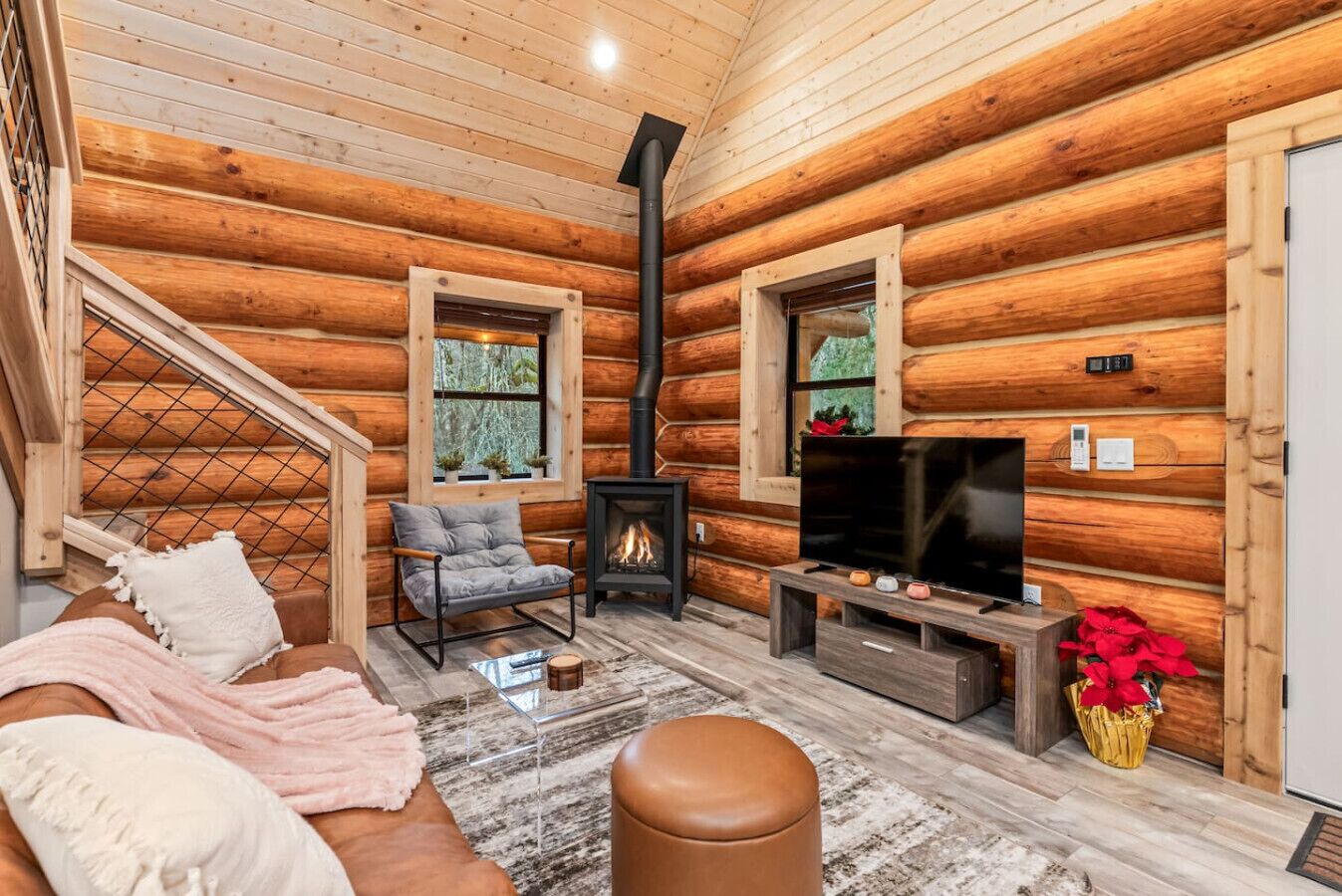 Televisión y chimenea 