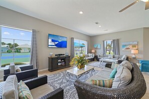 Smart TV, music library, offices