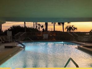 Outdoor pool, a heated pool - 2 Br/2Ba Gulf Front Condo w/ private beach access, on Long Boat Key, Florida (Longboat Key)