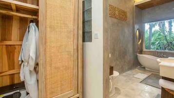 Villa, 1 Bedroom, Private Pool | Bathroom | Towels, soap, shampoo, toilet paper