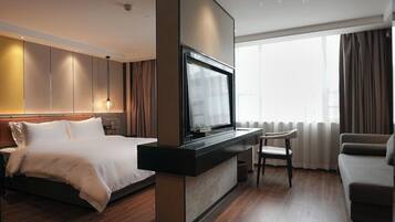 Executive Single Room, City View | In-room safe, desk, laptop workspace, blackout curtains