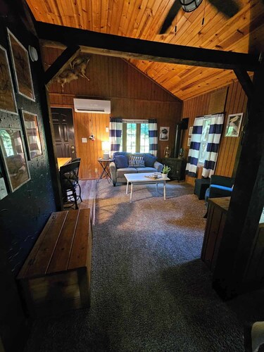 Tranquil blue cabin at River Rail Retreats at palisades