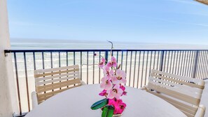 Outdoor dining - Oceanfront Oasis at Hacienda del Sol II - Heated Pool (New Smyrna Beach)