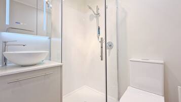 Shower, soap, toilet paper