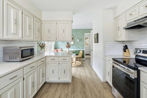 Fridge, microwave, oven, stovetop - Modern Retreat w/ Hot Tub, Game Room, Fire Pit • Near Ft. Benning & CSU (Columbus)